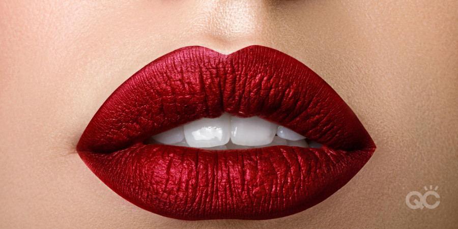 metallic red lipstick