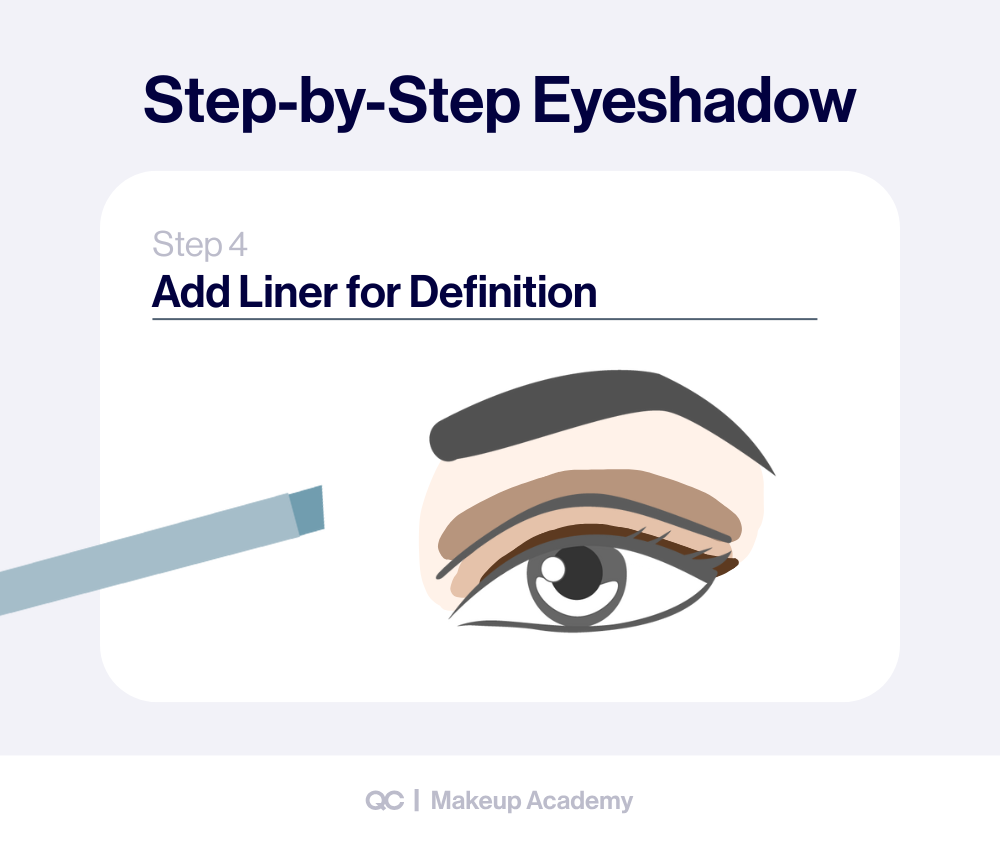 Step-by-step eye shadow looks tutorial showing how to apply eyeliner for a complete eye makeup look. Helpful guide for how to wear eyeshadow and follow a how to apply eyeshadow chart.