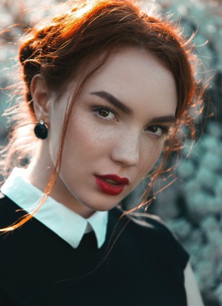 Woman with red lipstick