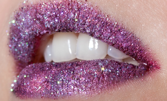 Glittery pink lips