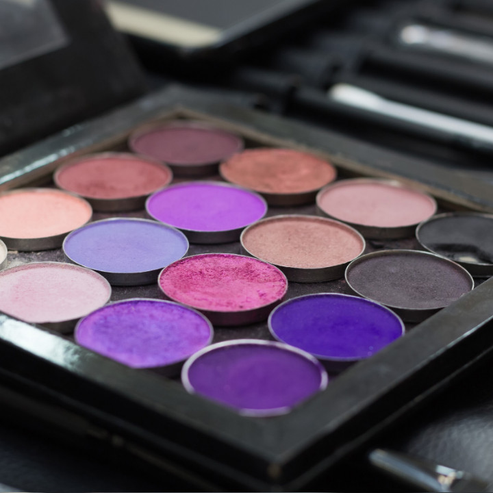 purple eyeshadow palette custom built for a professional makeup artistry kit for makeup jobs