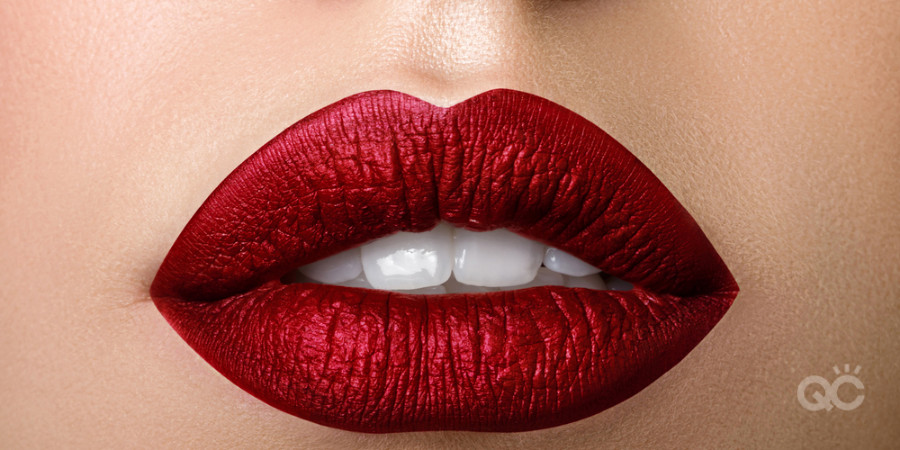 metallic red lipstick