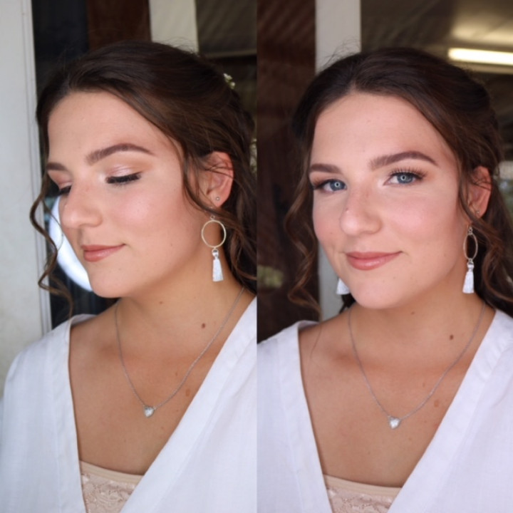 Danielle McLay Bridal makeup course artist applying makeup on bridal client