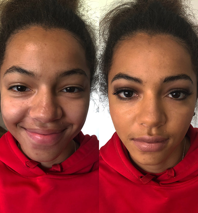 Before and After makeup by Katie