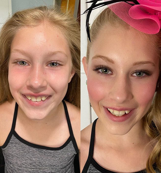 Before and after, makeup by Katie Stegeman