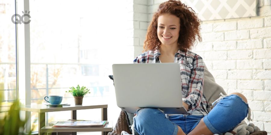 Start a skincare consulting business in-post image 1, woman at home on laptop
